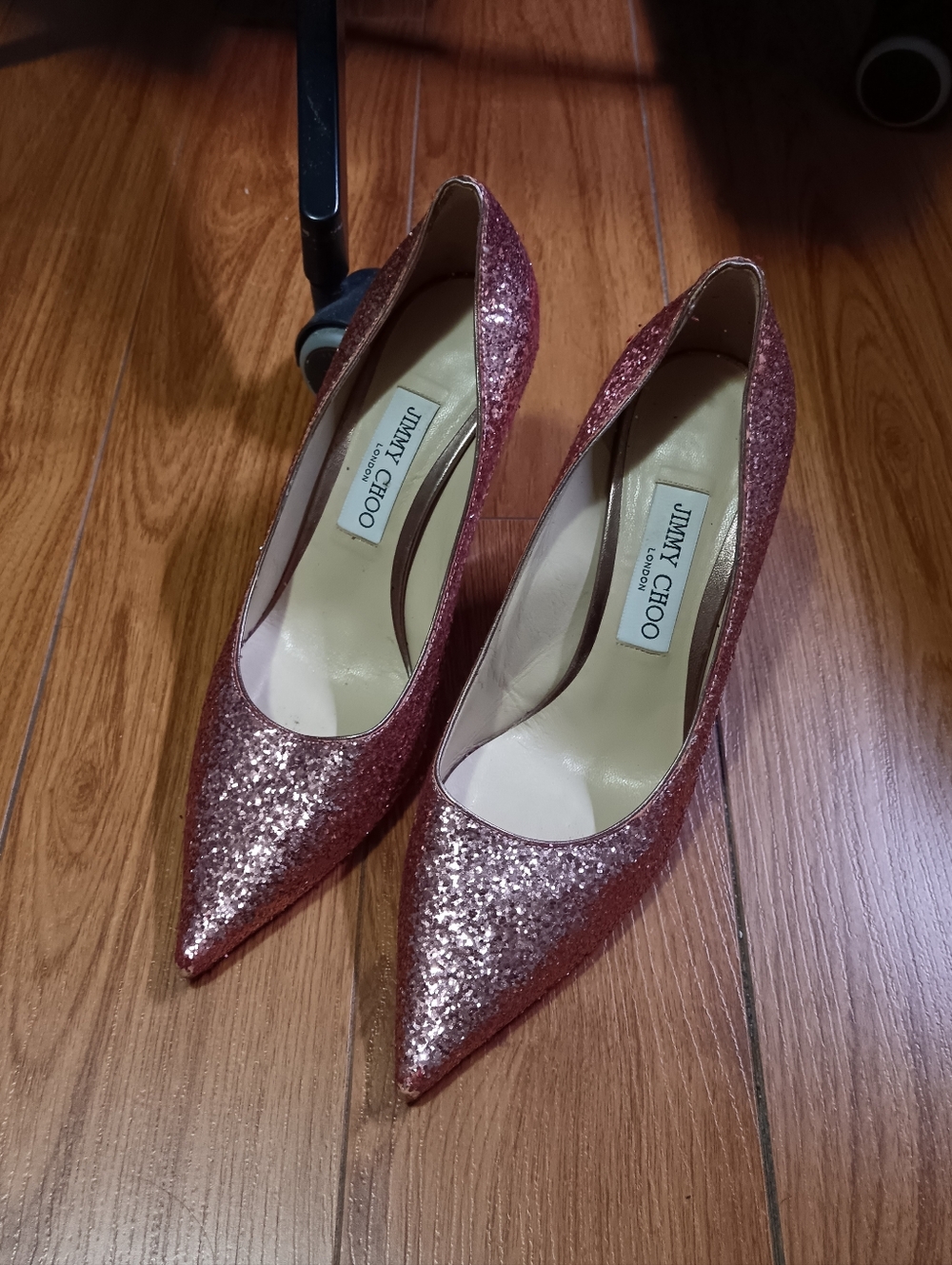 Jimmy Choo Pink Glitter Pumps